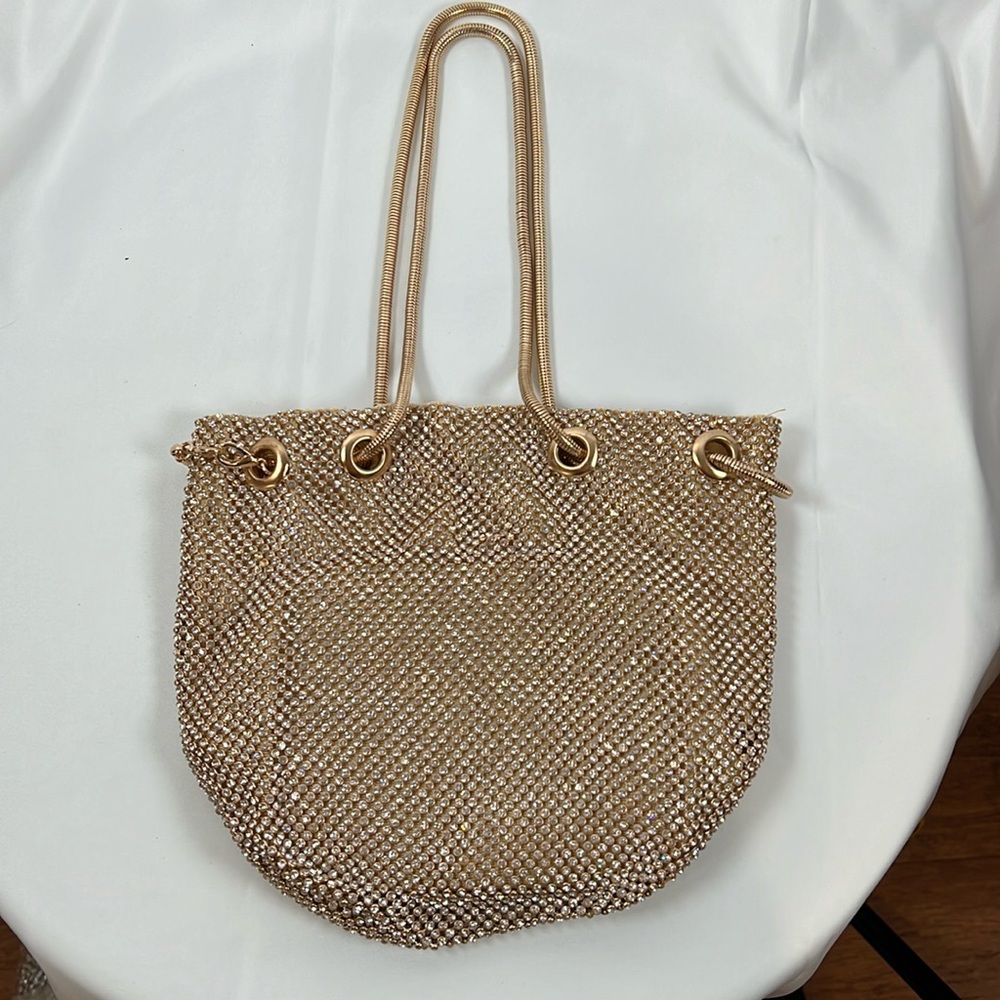 NWOT Gold rhinestone clutch.